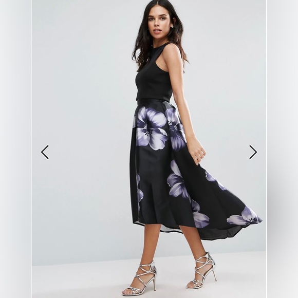 ASOS Dresses & Skirts - ASOS Jessica Wright Dip Hem Floral Midi Skirt | Size 2